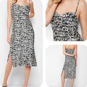 Express Women's Abstract Print Faux Satin Cowl Neck Midi Slip Dress Size Small